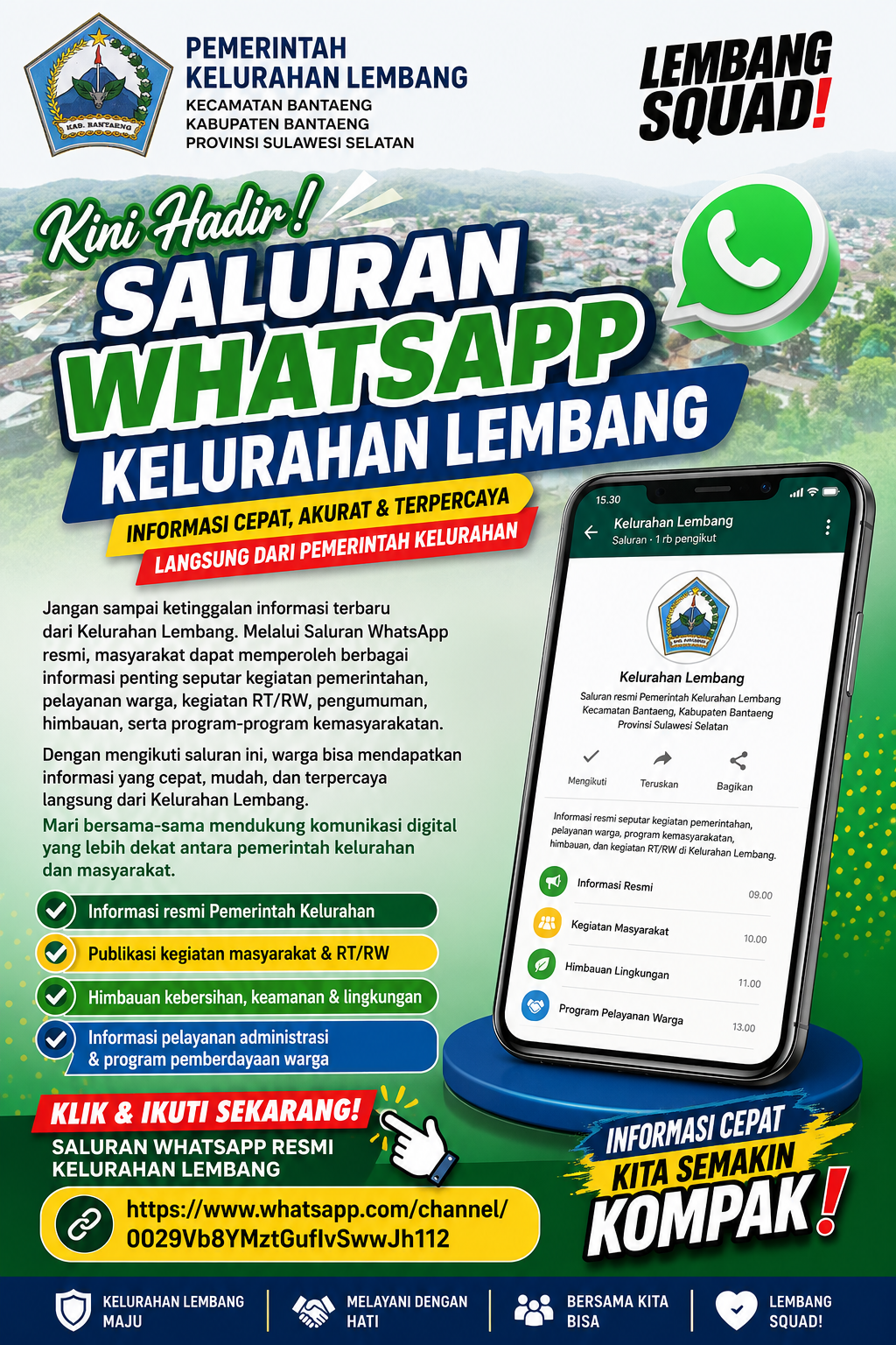 📲 Satu Klik, Semua Informasi di Genggaman! Kelurahan Lembang Resmi Luncurkan Saluran WhatsApp untuk Warga
